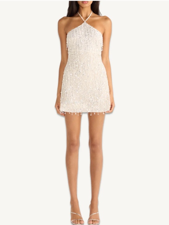 Asta Resort Dresses & Skirts - Ivory Sequin Halter Mini Dress